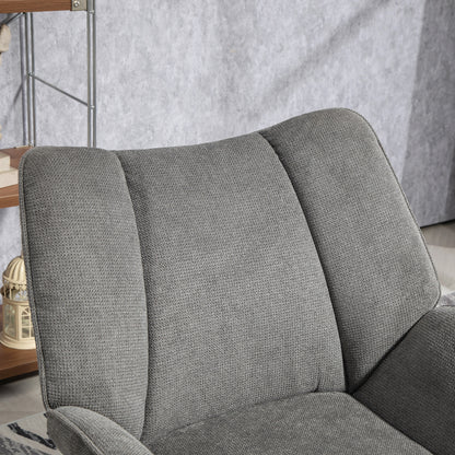 Armchair with Slanted Armrests, in Linen Effect Fabric and Steel, 71.5x67x79 cm, Grey