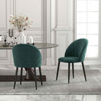 HOMCOM Set of 2 Velvet Shell-Back Dining Chairs, 52 x 55 x 79 cm, Dark Green