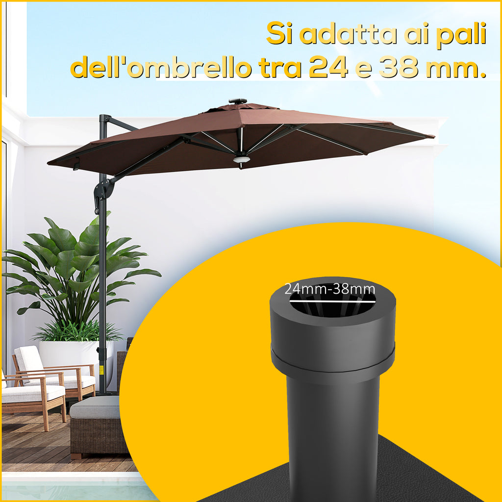 Umbrella Base with Wheels and Built-in Handle, in HDPE and Steel, 45x45x40 cm, Black