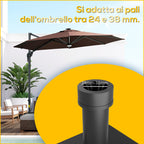Umbrella Base with Wheels and Built-in Handle, in HDPE and Steel, 45x45x40 cm, Black