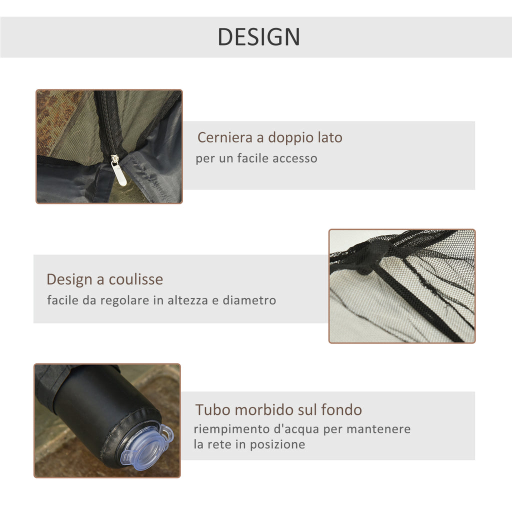Mosquito Net for Umbrella 3x3 m Adjustable Dense Mesh with Zipper Opening, Black - Borgè