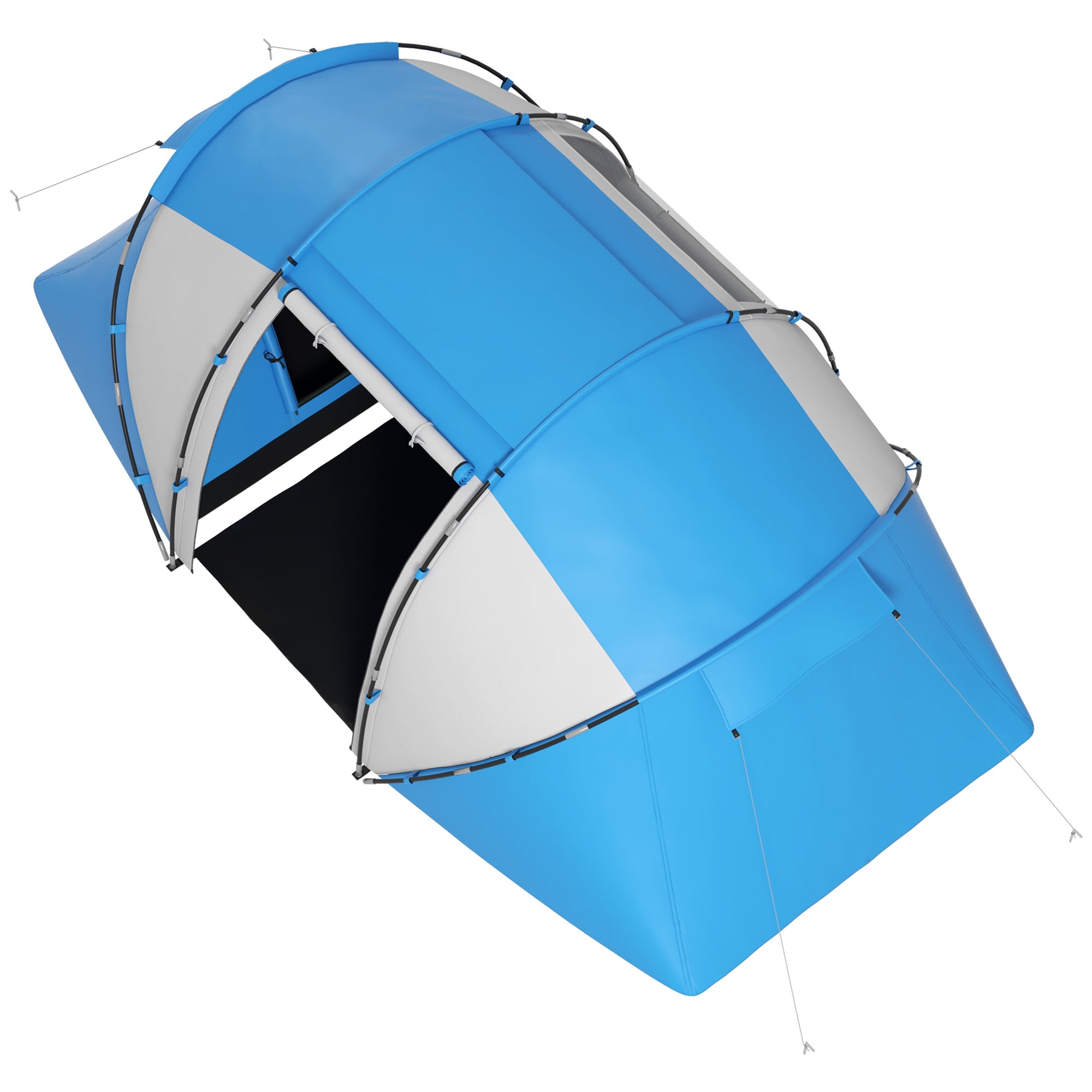 4-Person Camping Tent with 2 Sleeping Areas and Carry Bag, 430×240×170 cm, White and Blue