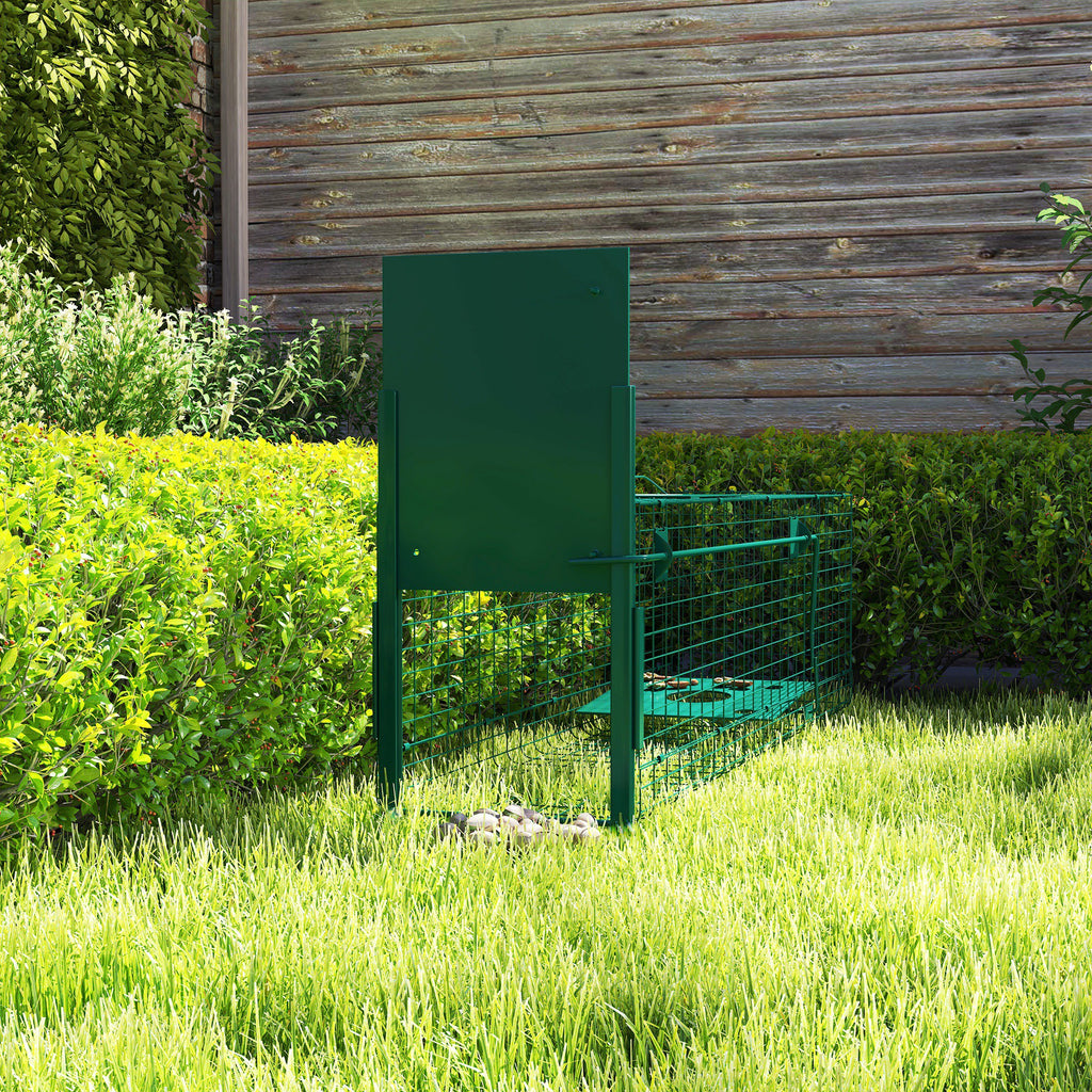 Outsunny Small Animal Cage Trap with One Door and Handle, 100x25x28cm cm, Dark Green