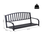 2-Seater Hanging Garden Swing, Romantic Black Metal Outdoor Bench, 127 x 60 x 47cm