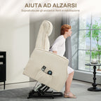 Lift Relax Chair with 8 Massage Points, 135° Reclining and 2 Remote Controls, Cream