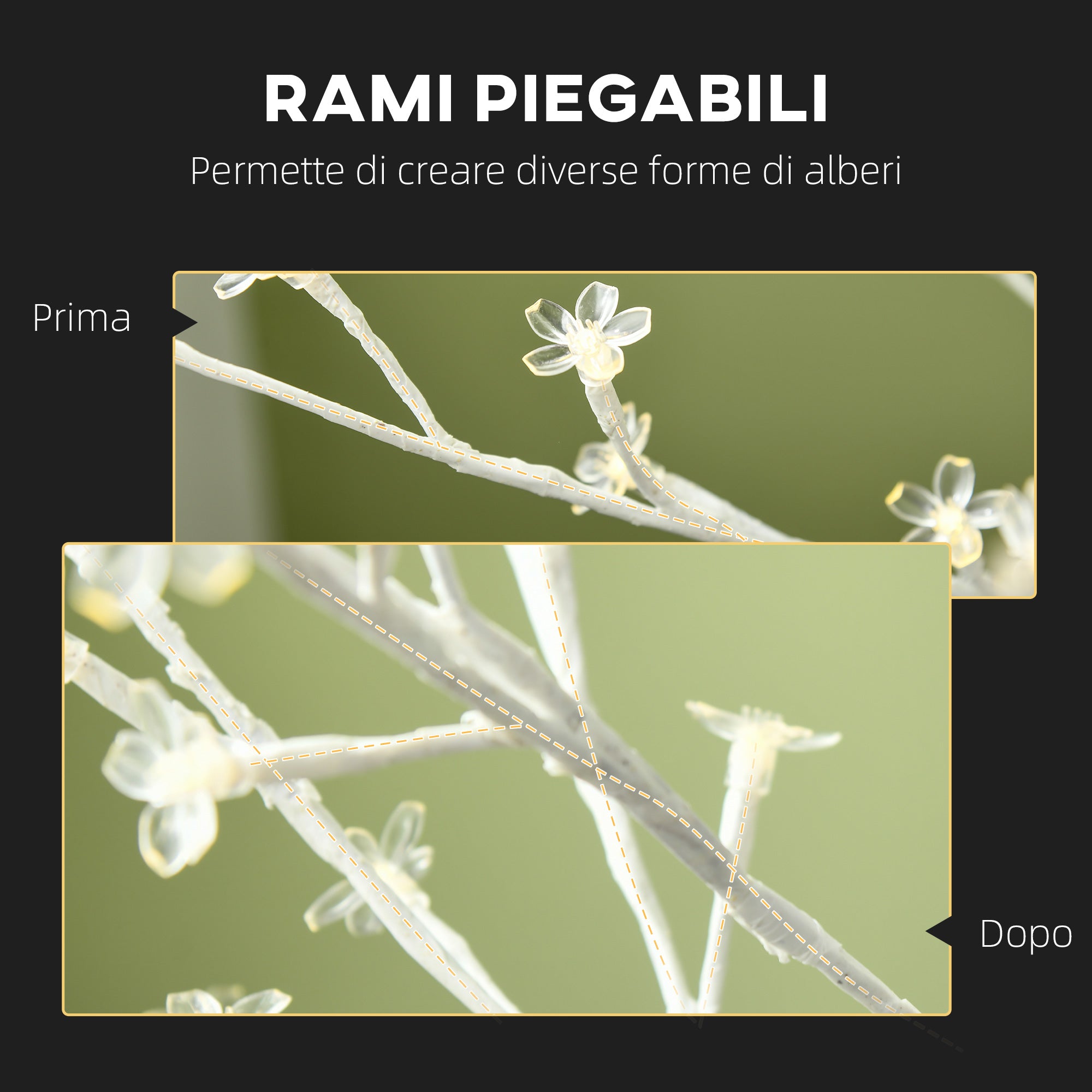 180cm Tall Birch Tree with 180 LED Lights and 3 Brightness Levels for Indoor and Outdoor Use, White