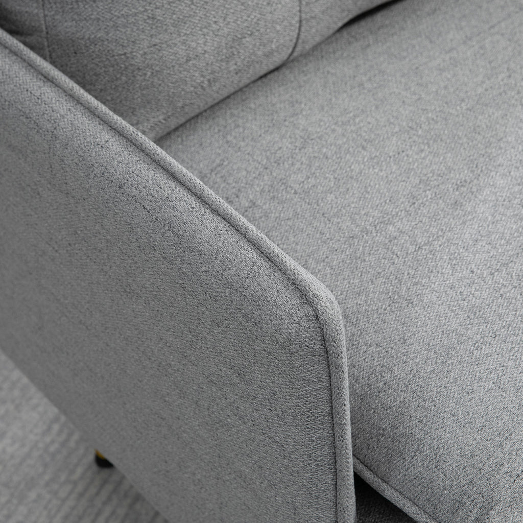 Modern Armchair in Fabric with Padded Seat and Steel Legs, 76x68x80 cm, Grey - Borgè