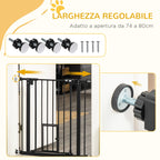 Extendable Dog Gate with Pressure Fit and Automatic Closure, 68x76.2 cm, Black - Borge' Group Limited
