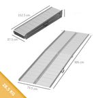 Foldable and Non-Slip Aluminum Wheelchair and Scooter Ramp for the Disabled, 305x73.5x5 cm, Silver