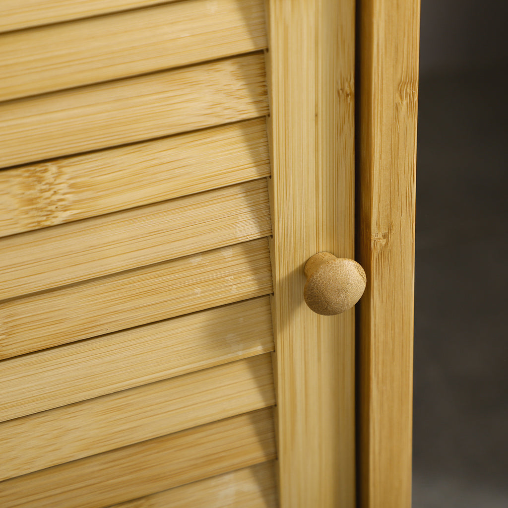 Bamboo Bathroom Cabinet with Single Door Cabinet, 33x36. 5x67cm, Natural Wood Color