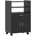 Wooden Microwave Cabinet with Drawer, 2-Door Cabinet and 2 Shelves, 59x40x92 cm, Black