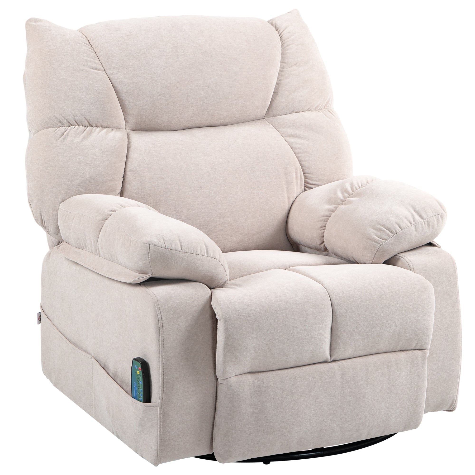 Recliner Chair with Footrest, Massage and Heating with 5 Programs and 8 Vibration Points, Beige