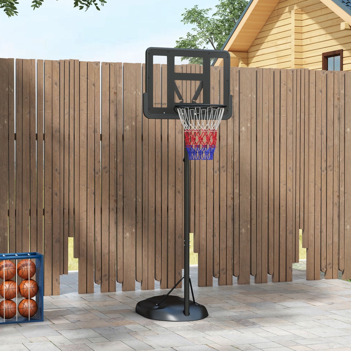 SPORTNOW Adjustable Height Basketball Hoop with Fillable Base, Steel and PE Basketball Hoop, Black - Borgè