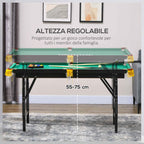 SPORTNOW Height-Adjustable Pool Table with Accessories, MDF and Steel, 140x63x55-75 cm, Green