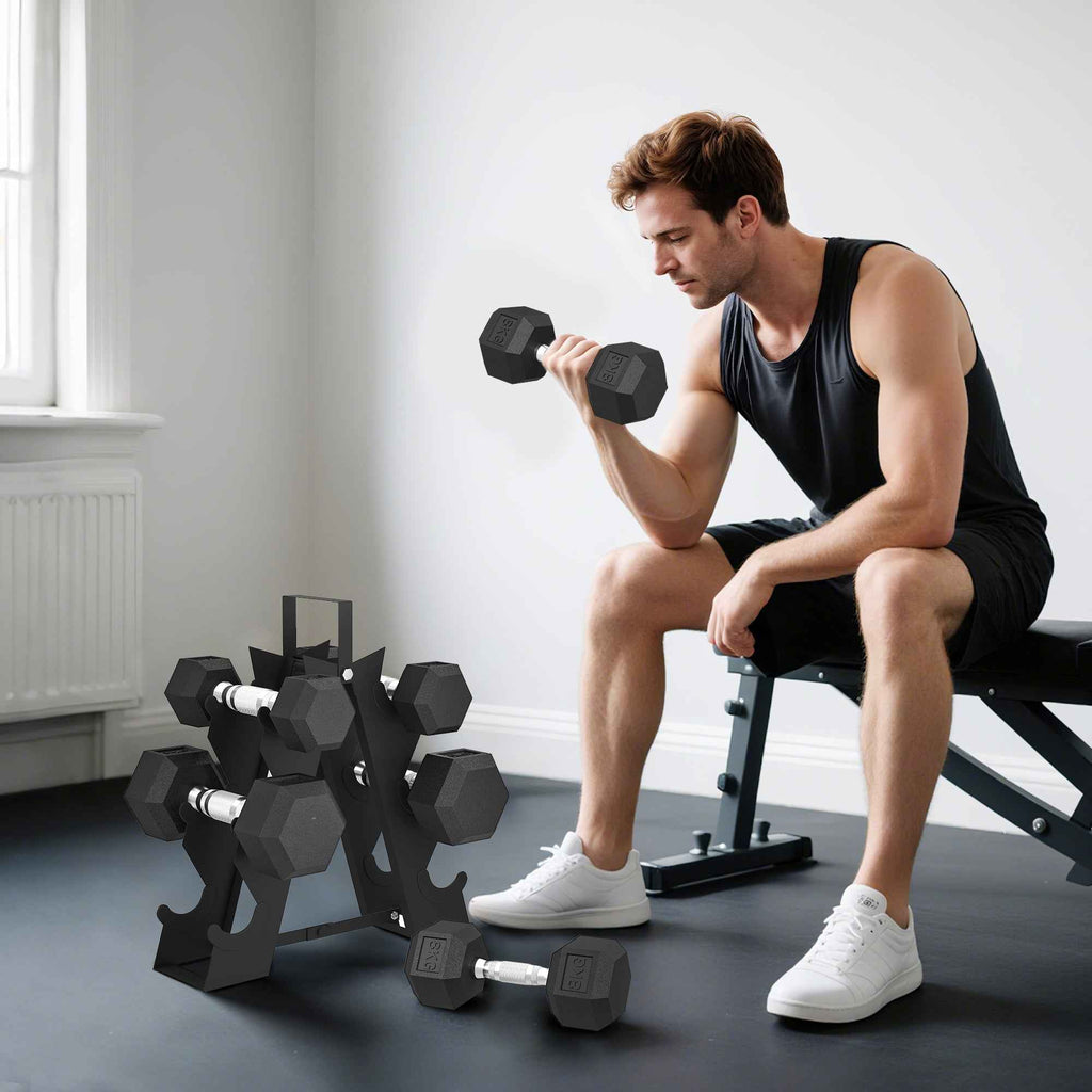 SPORTNOW Gym Dumbbell Set with Metal Stand and Non-Slip Grip, 2x2kg, 2x5kg, 2x8kg, Black