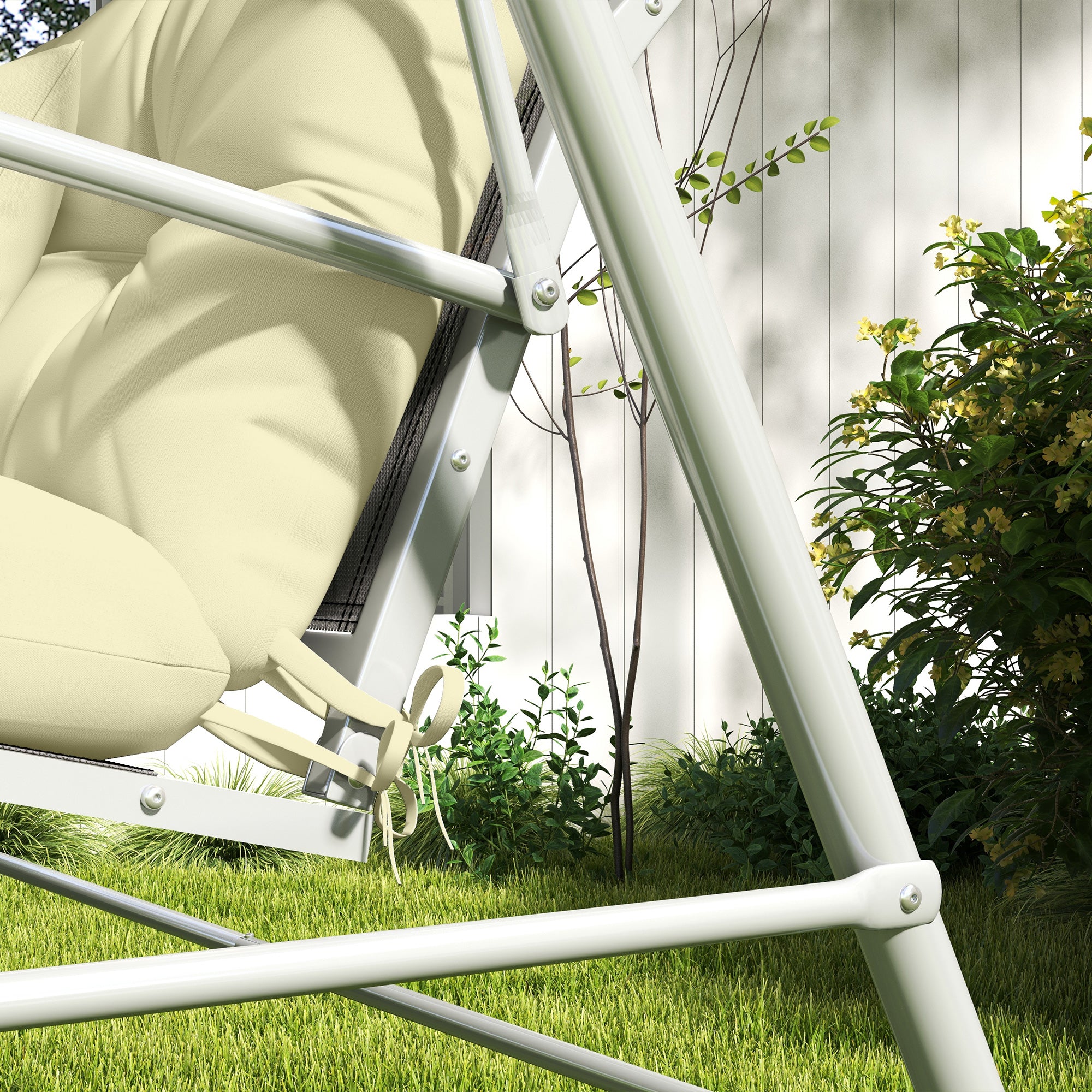 Outsunny Set of 4 Garden Cushions for Backrest and Seat with Padding, in Polyester, Cream