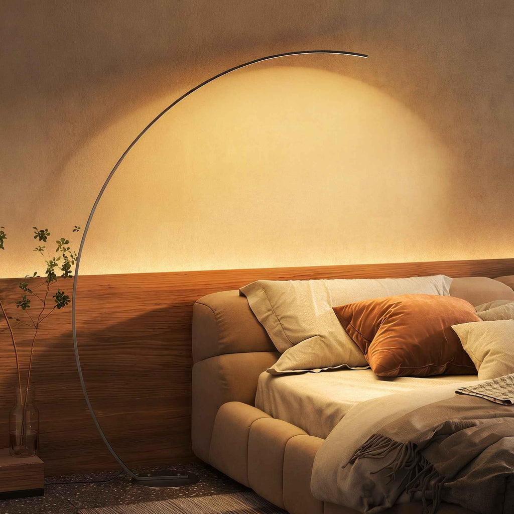 HOMCOM 172cm Tall LED Arc Floor Lamp with Remote Control and Dimmable Dimming, Silver