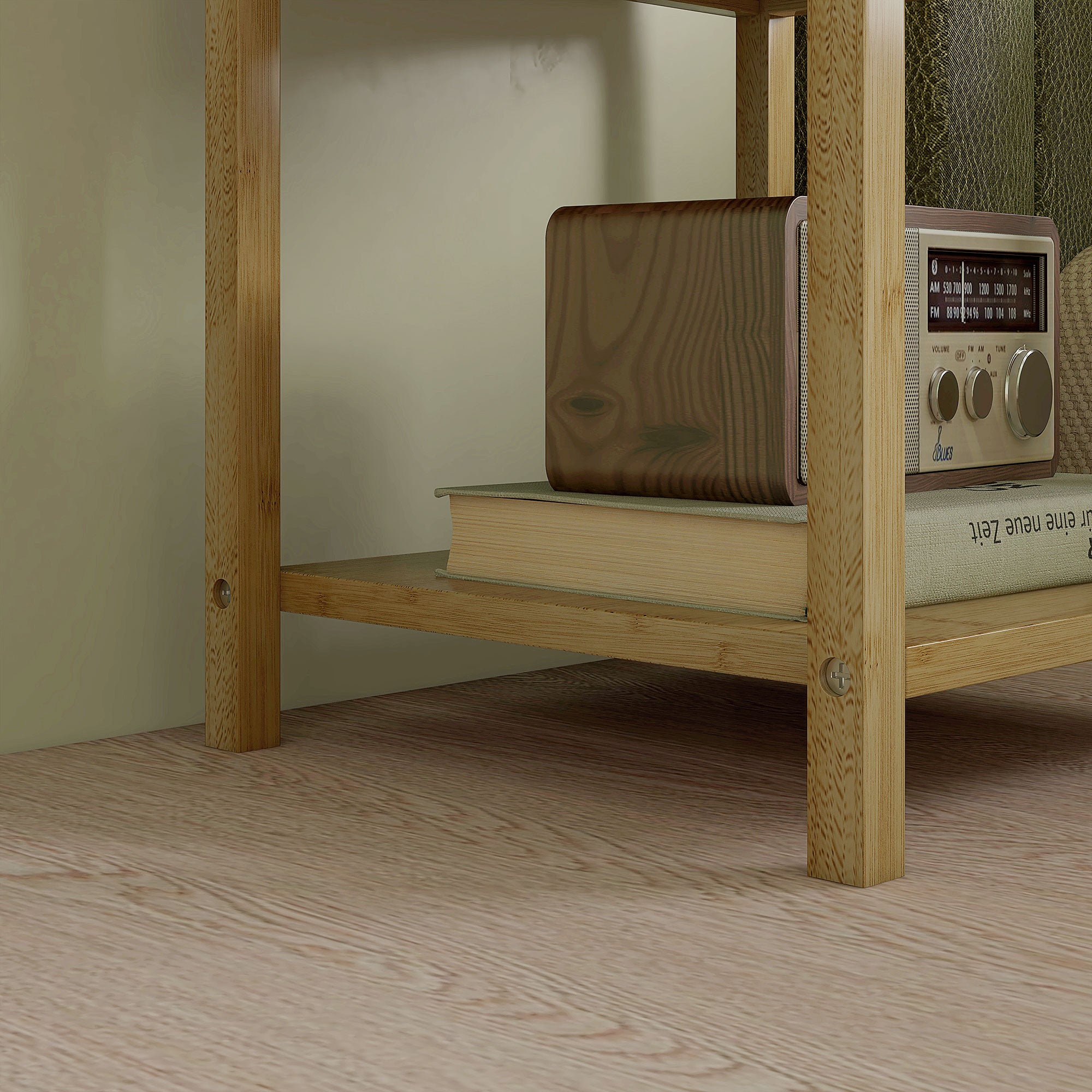 HOMCOM Set of 2 Bedside Tables with 2 Drawers and Lower Shelf in Nordic Style, in Bamboo, 40x34x60 cm - Borgè