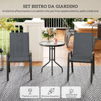 Outsunny 3-Piece Garden Set with 2 Garden Chairs 54x71x93 cm and Round Table Ø60x71 cm in Dark Grey Steel