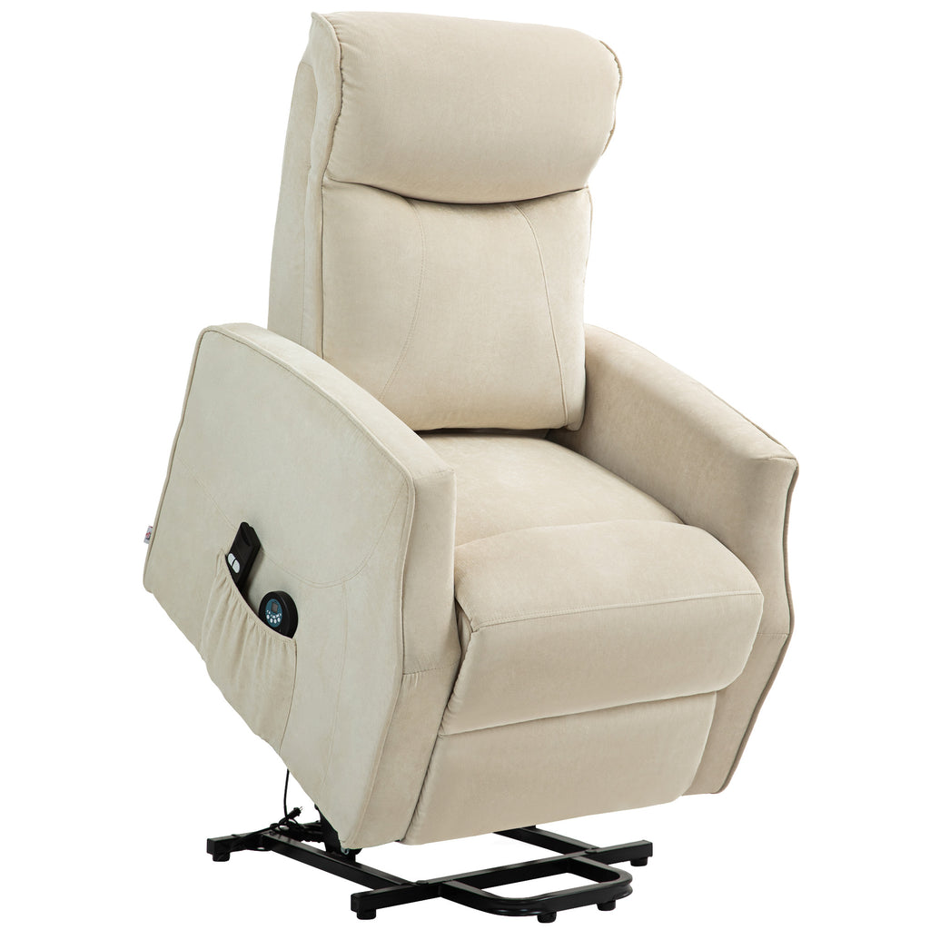 Lift Relax Chair with 8 Massage Points, 135° Reclining and 2 Remote Controls, Cream