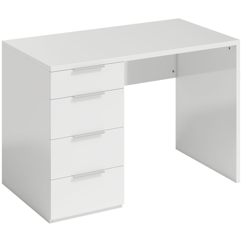 Space-Saving Desk Computer Table 4 Drawers 110x61.5x75 cm White
