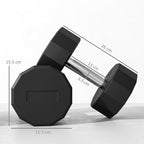 SPORTNOW Set of 2 12-sided Dumbbells weighing 15 kg in Metal and Rubber with Non-Slip Grip, 26x15.5x15.5 cm, Black