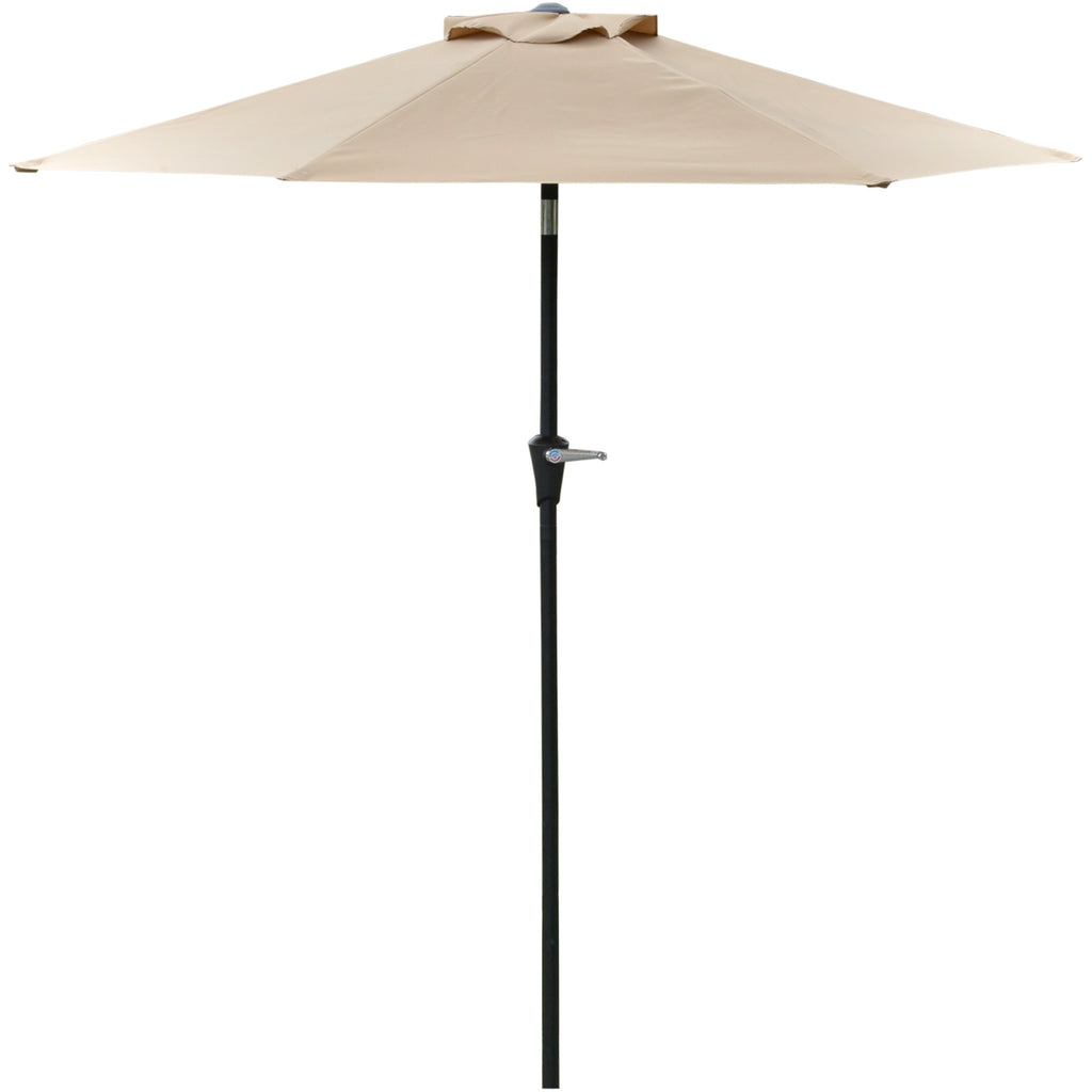 Tilting Garden Umbrella 2.3x2m with Crank Opening and 6 Ribs, Khaki - Borgè