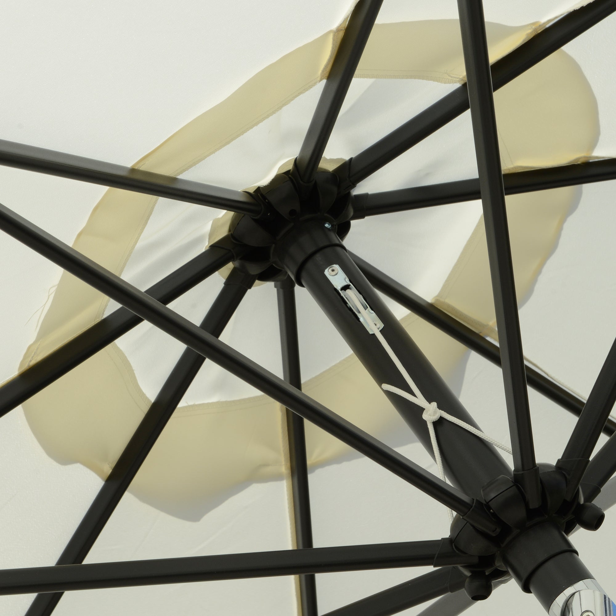 Tiltable Round Umbrella with Crank, in Aluminium, Metal and Polyester, Ø266x248.5 cm, Cream White