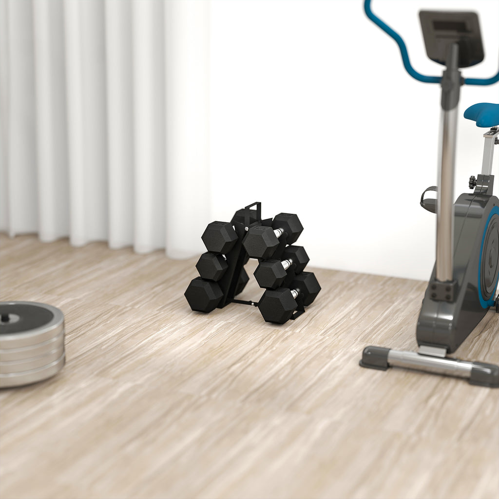 SPORTNOW Gym Dumbbell Set with Metal Stand and Non-Slip Grip, 2x4kg, 2x6kg, 2x8kg, Black
