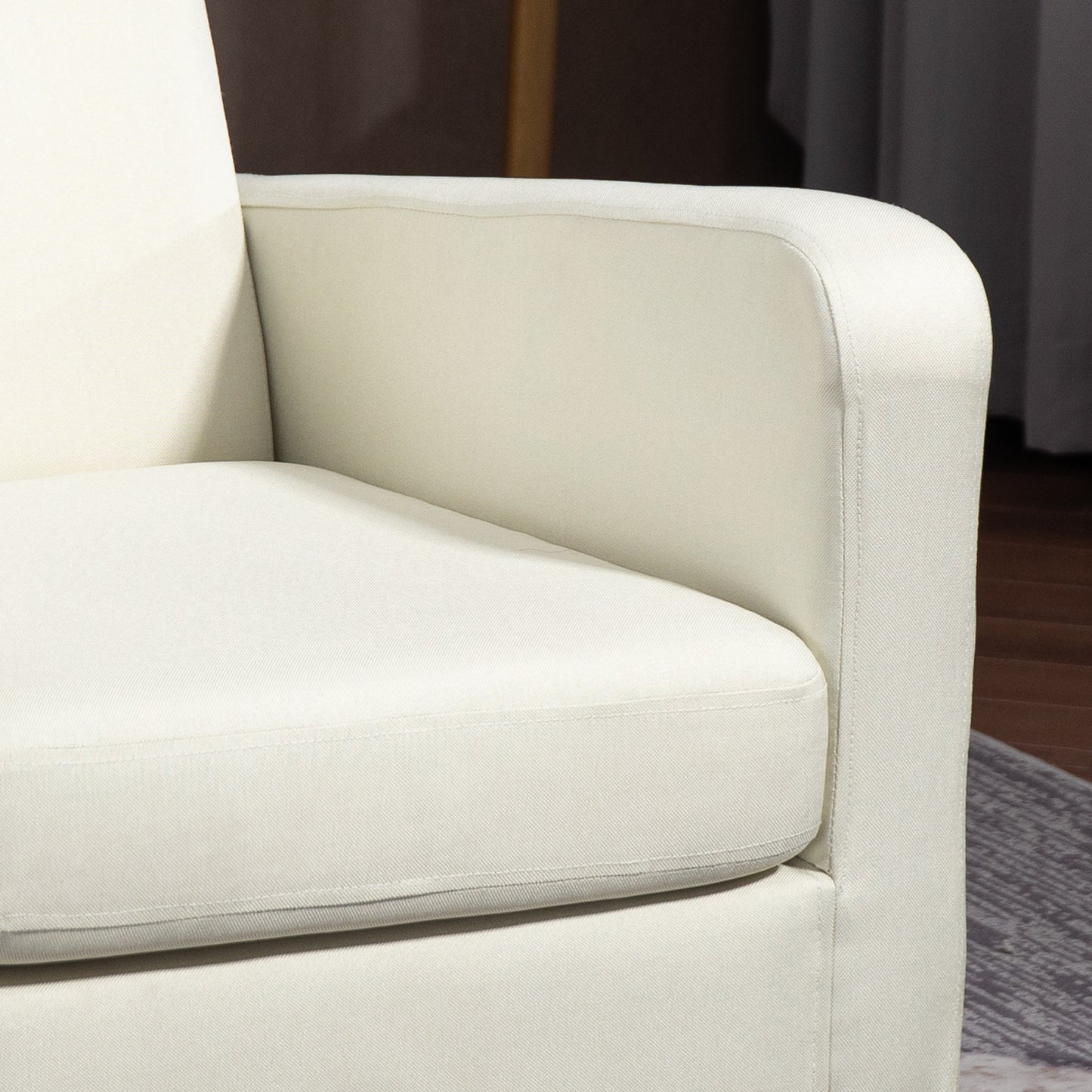 Modern Fabric Bedroom Armchair with Armrests, 66x72x74 cm, Cream