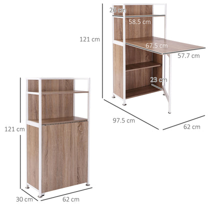 Corner Cabinet with Computer Desk, Pull-out Dining Table in MDF Wood and Metal, 97.5x62x121 cm