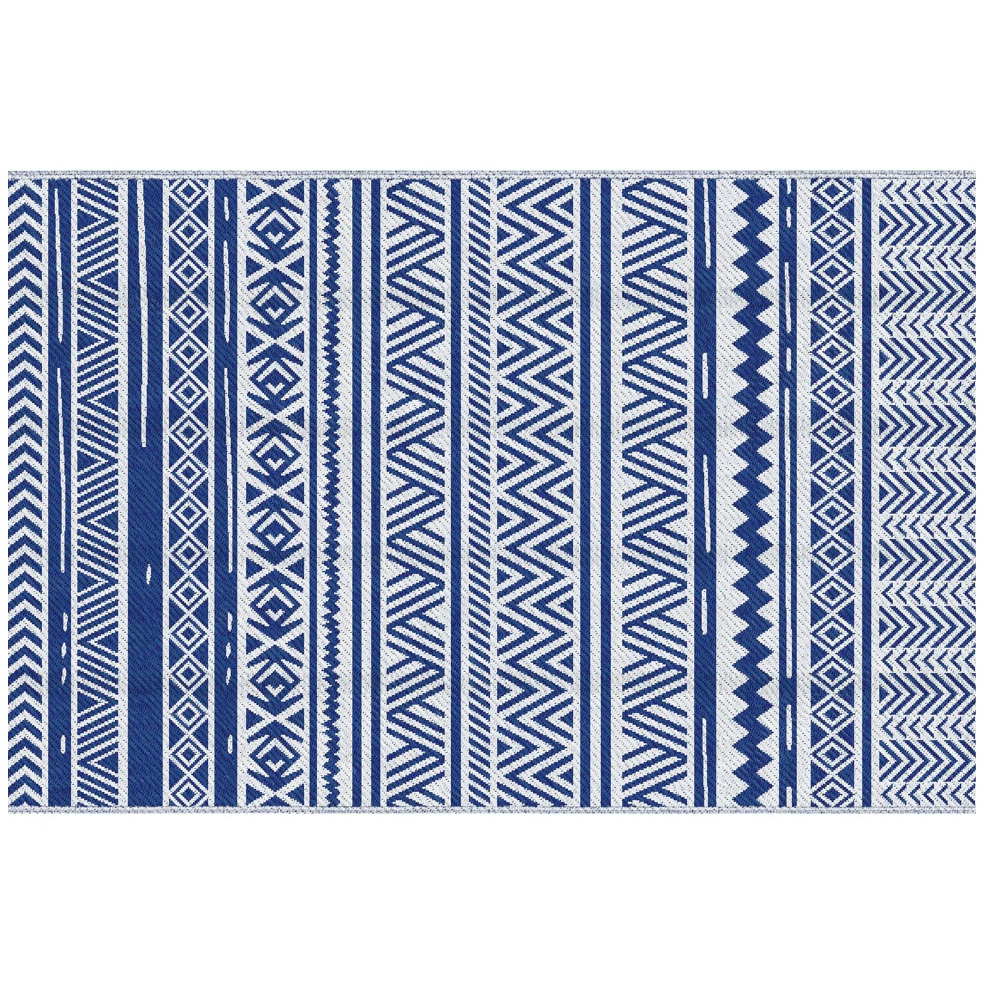 Outdoor Rug 182x274 cm Foldable and Reversible, in Blue and White Polypropylene