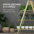 Outsunny 3-Tier Vertical Plant Stand with Fir Slats, 100x36x112 cm, Wood Color