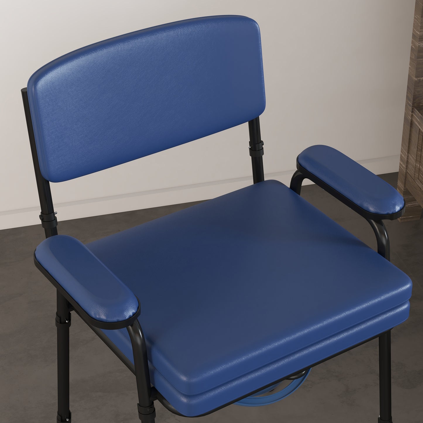 5 in 1 Comfortable Chair for the Elderly and Disabled for WC and Shower, Adjustable Height and Removable Bucket, Blue