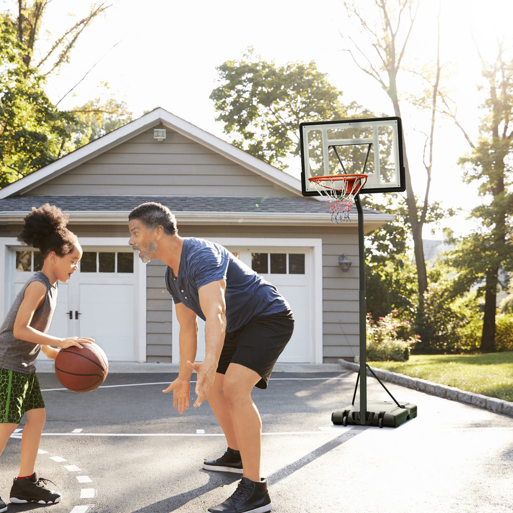 Basketball Hoop for Adults with Adjustable Height (302-352cm), Steel Frame, PE and PVC, Black
