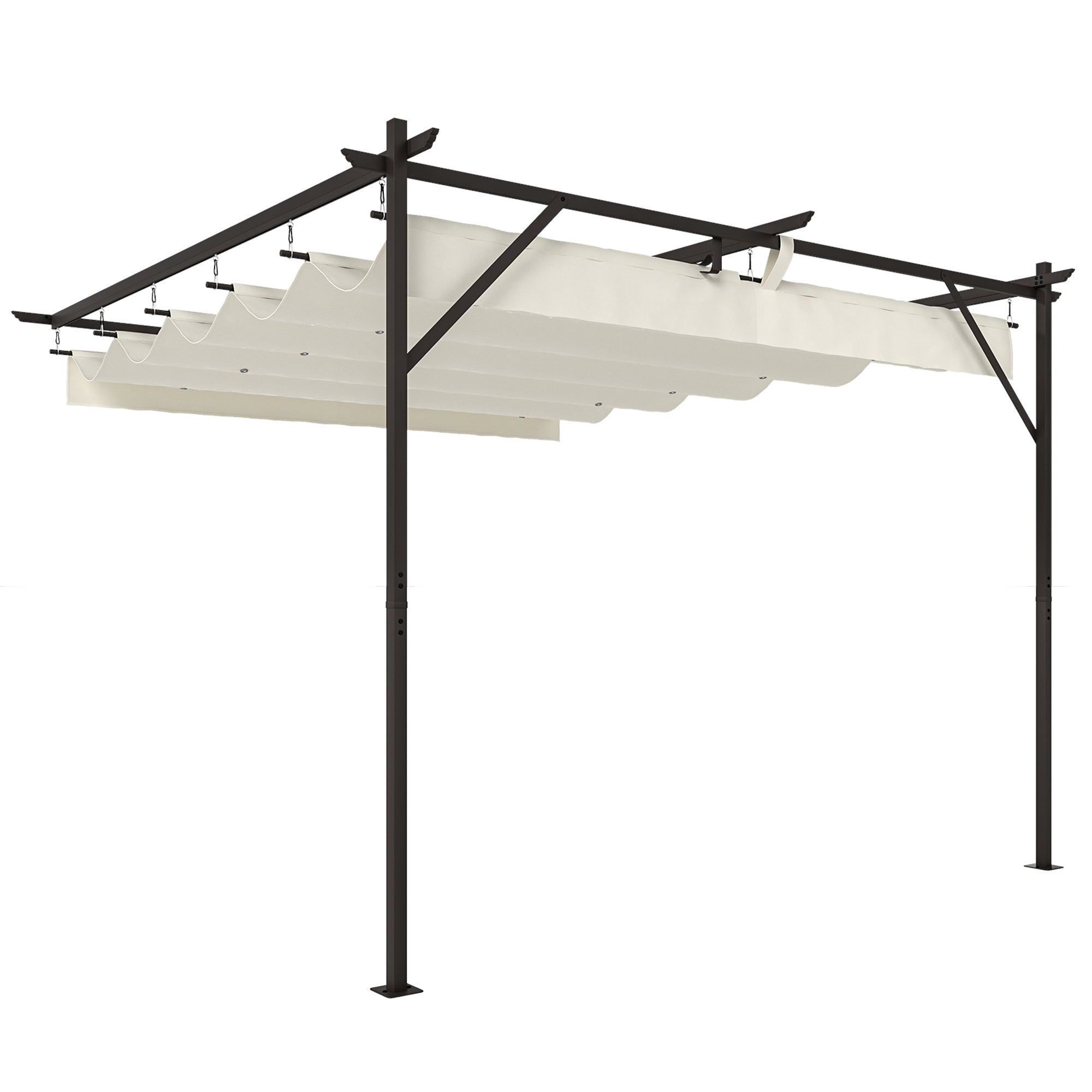 Outsunny Gazebo Pergola 3x3 m with Sliding Roof and Drainage Holes, Cream