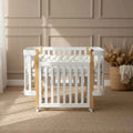 NIKA Convertible Cot – All White with Natural Wood Legs - Grows with Your Child from Birth to 5 Years