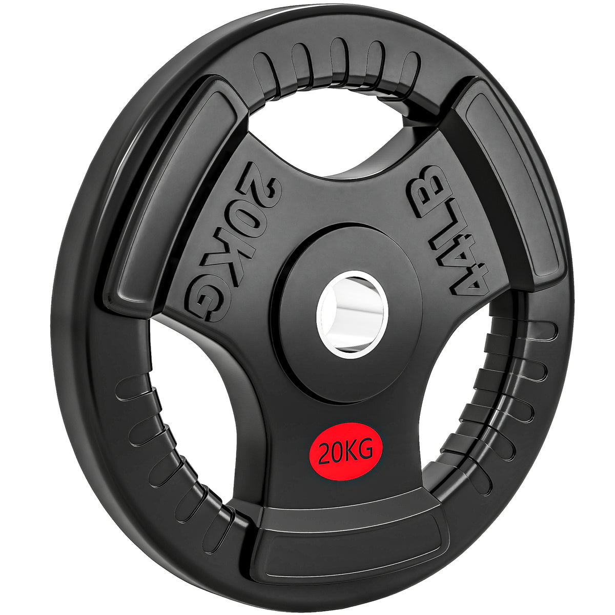 SPORTNOW 20 kg Weight Plate Set with 5 cm Hole and 3 Handles, Steel with Plastic Coating, Black