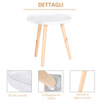 Round Coffee Table with Raised Edge, Wooden, Φ40x40.5cm - White and Gold