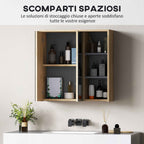 Bathroom Mirror Cabinet with 2 Doors, 60x20x60 cm Bathroom Cabinet with Mirror, Open Compartment, Natural