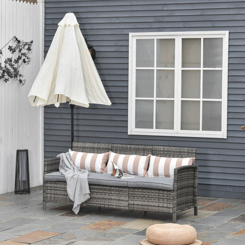 Outsunny 3 sofa outdoor sofa in rattan (PE) with padded and removable cushions, garden/terrace, 173x68x78cm - Borgè