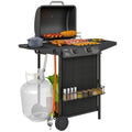 Gas Barbecue with 3 Independent Burners and Lid with Thermometer, 108x54x97 cm, Black