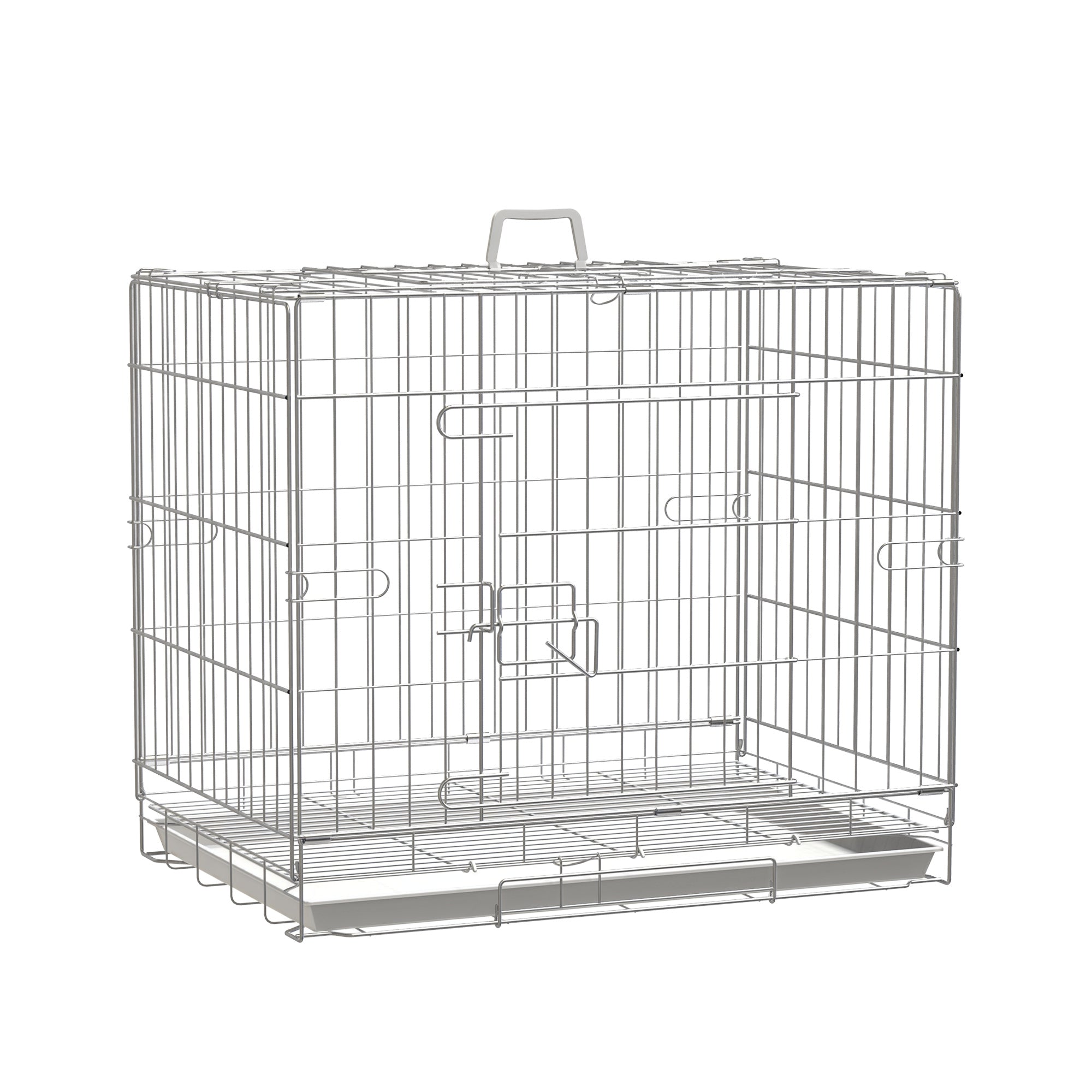 Kennel Folding Dog Cage in Galvanized Steel, Lockable Door and Removable Bottom
