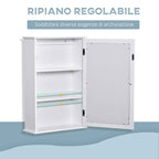 kleankin Bathroom Mirror Cabinet with Magnetic Door, Bathroom Cabinet with Mirror, Adjustable Shelf, White