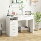 HOMCOM Wooden Desk for Bedroom or Office with 2 Drawers and 2 Keys, 110x50x76cm - White