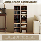 HOMCOM Set of 2 CD Racks with 6 Adjustable Shelves for 204 CDs, Wooden, 21x22.5x88.5 cm, Wood Color