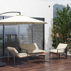 4-Piece Garden Set with Sofa, 2 Armchairs and Coffee Table, in Steel, Polyester and PP Cotton, Beige and Grey