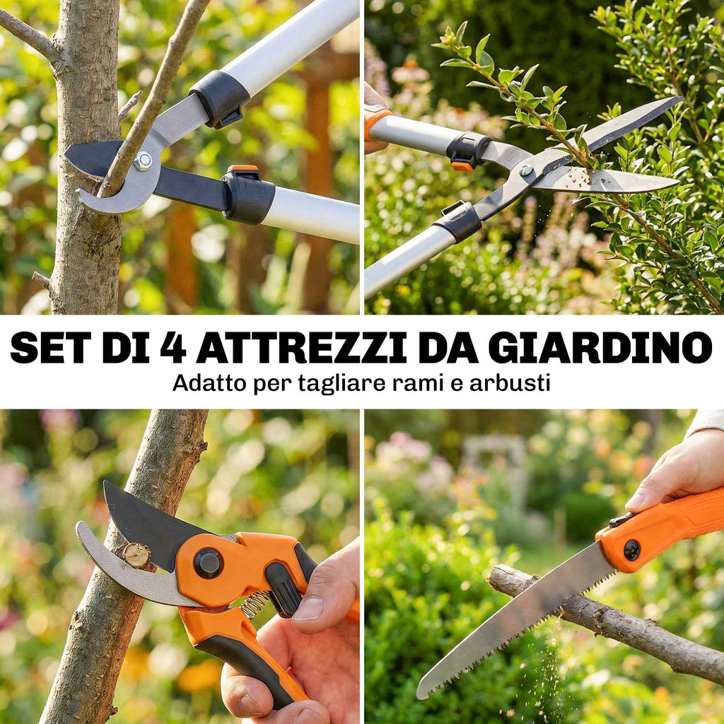 Outsunny 4-Piece Gardening Set with Secateurs, Loppers, Pruning Shears, and Folding Saw