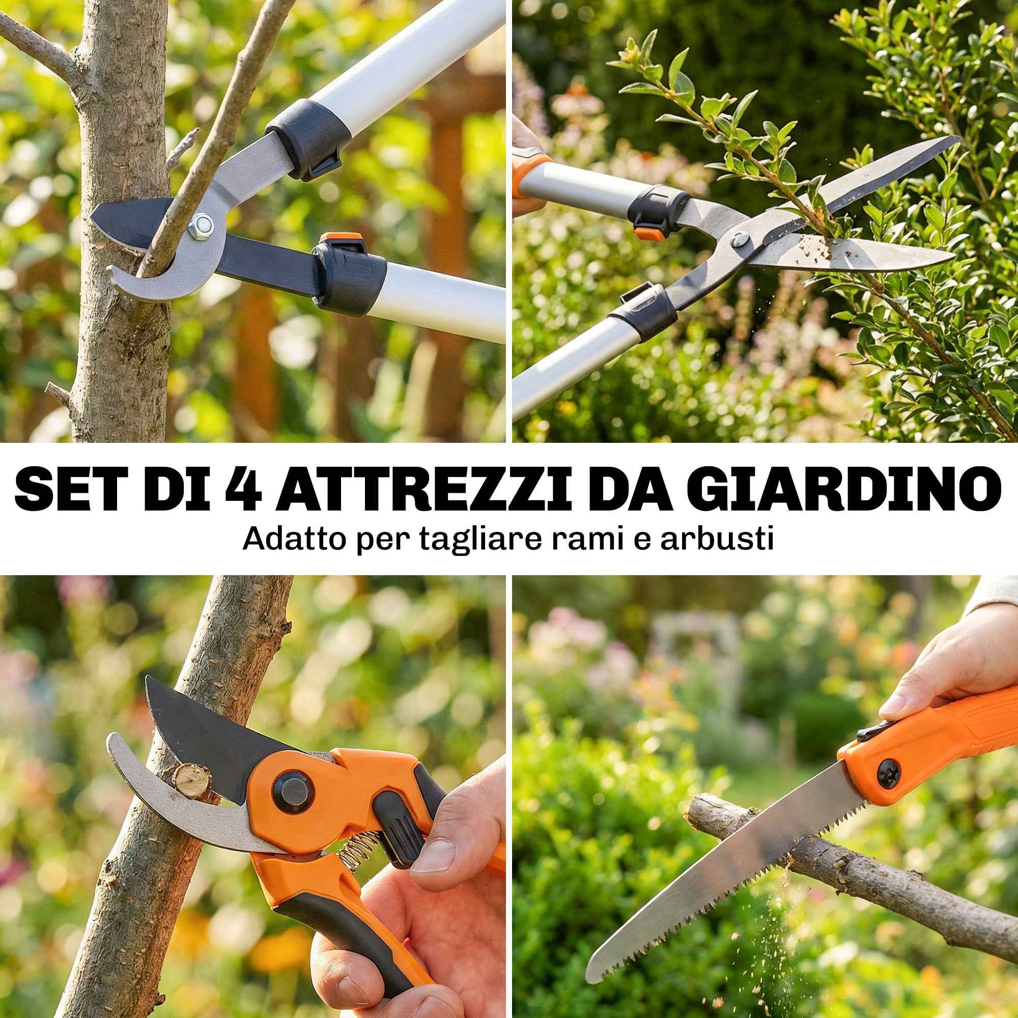 Outsunny 4-Piece Gardening Set with Secateurs, Loppers, Pruning Shears, and Folding Saw