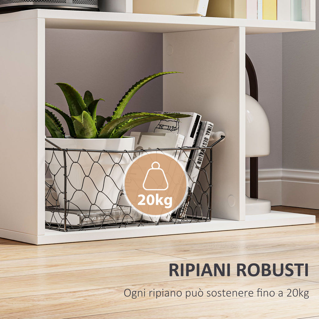 Wooden Bookcase Cabinet with 5 Shelves with Divider, 60x24x184.5 cm, White